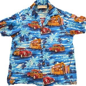 Vintage Hawaiian Shirt Kids Size 8 Made In Hawaii Surf Woody Wagon Camp Aloha